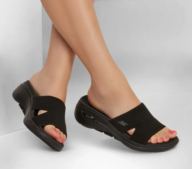 Go walk arch fit - Sandales noires confortables Skechers pour femmes - Image 5